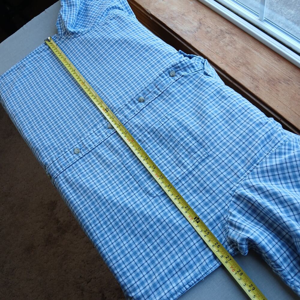 Eddie Bauer Short-Sleeve Button-Up Shirt Men's XL blue checks plaid cotton - Picture 12 of 16